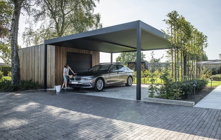 Modern carport design in aluminum